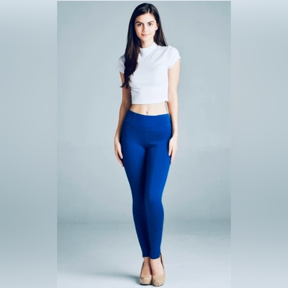 Woman’s Royal Blue Active Slim Stretch Leggings Zipper Ankle Length Pants NWT M - Picture 4 of 14